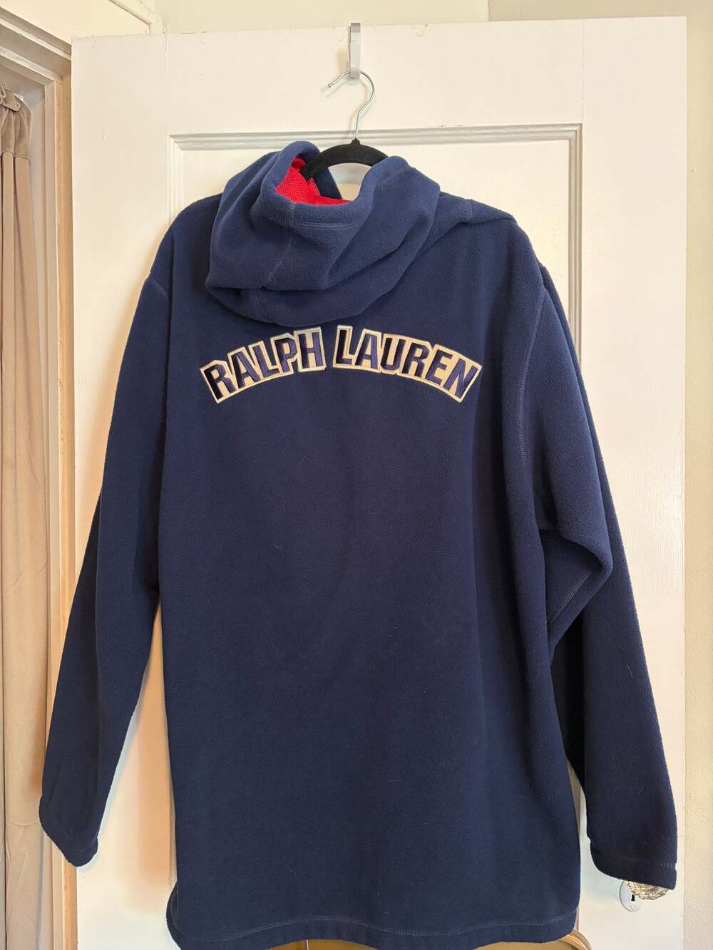 Vintage Polo Jeans Co. Ralph Lauren Hoodie Mens XL Navy Fleece Spellout USA Made